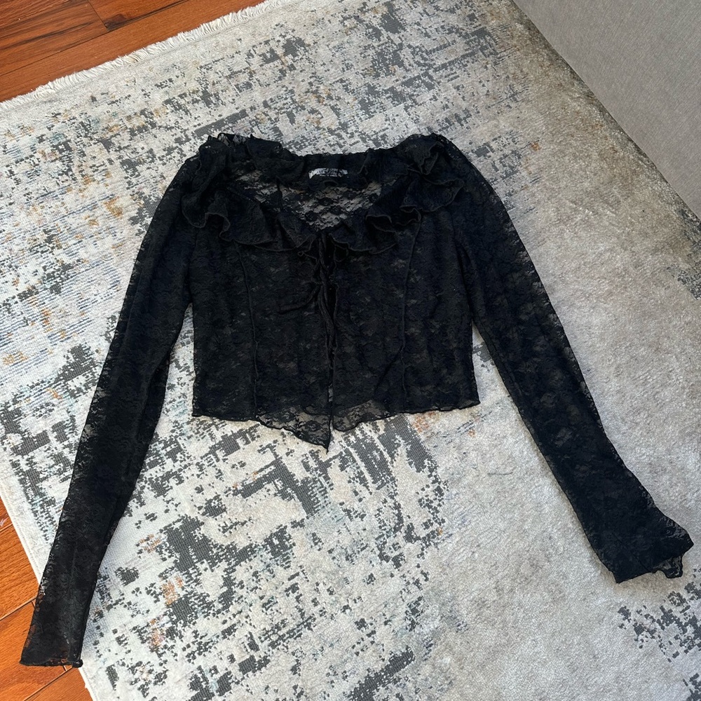 12th Tribe Elegant Black Lace Women's Top